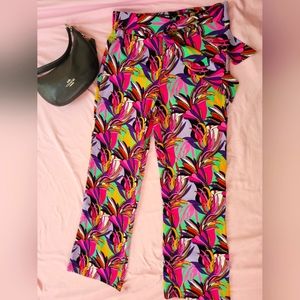 Colorful Stretchy tropical print pants